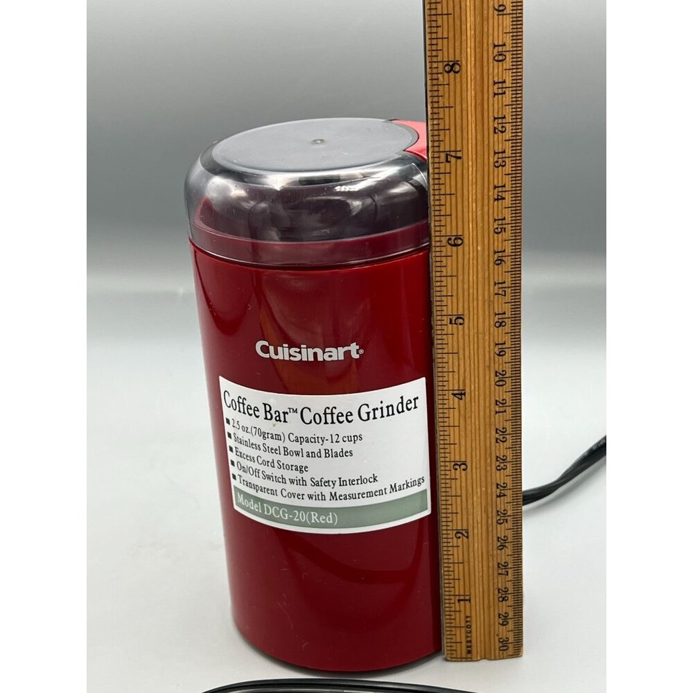 Cuisinart Coffee Bar Coffee Grinder Red Model DCG-20NR Stainless Blades & Bowl - Picture 4 of 13